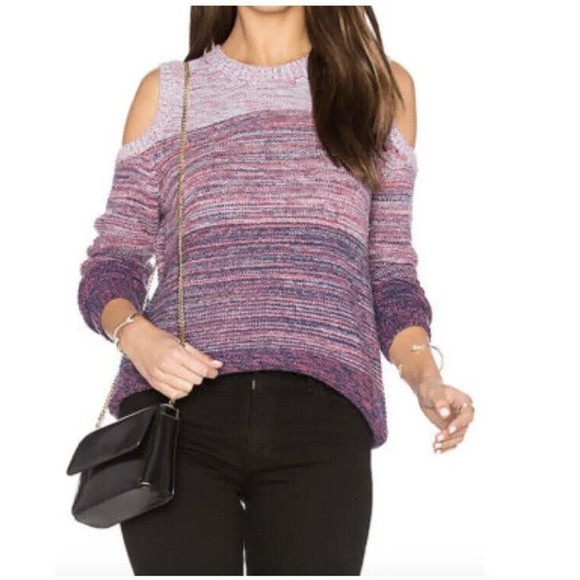 Rebecca Minkoff sweater sz M Ombre Space Dye Round Neck Cold Shoulder Page - Picture 1 of 10